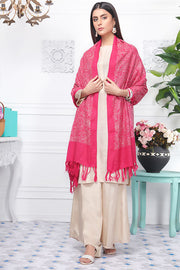 2413-VIOLET-PINK EMBROIDERED WOOL SHAWL