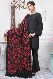 2415-JET-BLACK EMBROIDERED WOOL SHAWL