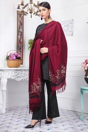 2417-PALATINATE-PURPLE EMBROIDERED WOOL SHAWL