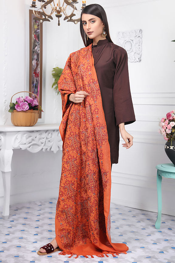 2419-PALE-RUST EMBROIDERED WOOL SHAWL