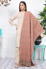 2422-BEIGE-SKIN EMBROIDERED WOOL SHAWL