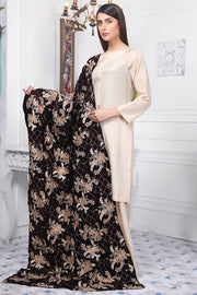 2436-DARK-VIOLET EMBROIDERED VELVET SHAWL