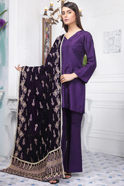2437-OPAL-PURPLE EMBROIDERED VELVET SHAWL