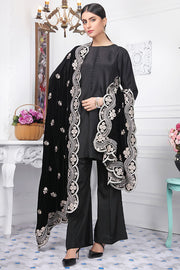 2441-BLACK-BEAUTY EMBROIDERED VELVET SHAWL