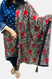2319 BLACK EMBROIDERED SILK SHAWL