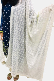 2324 CREAM EMBROIDERED CHIFFON SHAWL