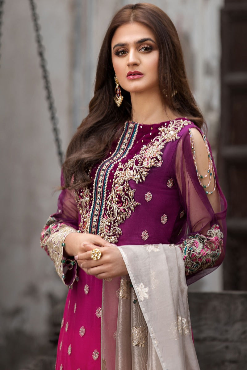 2354-MULBERRY-ASTIRE EMBROIDERED SILK NET UNSTITCHED