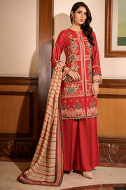 2370-SYLVAN-TANGERINE EMBROIDERED LINEN UNSTITCHED