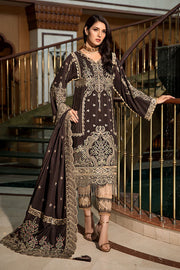 2373-REGAL-BROWN EMBROIDERED KARANDI UNSTITCHED