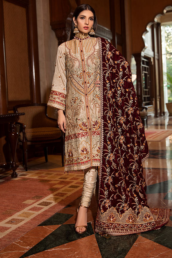 2375-FOLK-GRANDEUR EMBROIDERED SILK UNSTITCHED