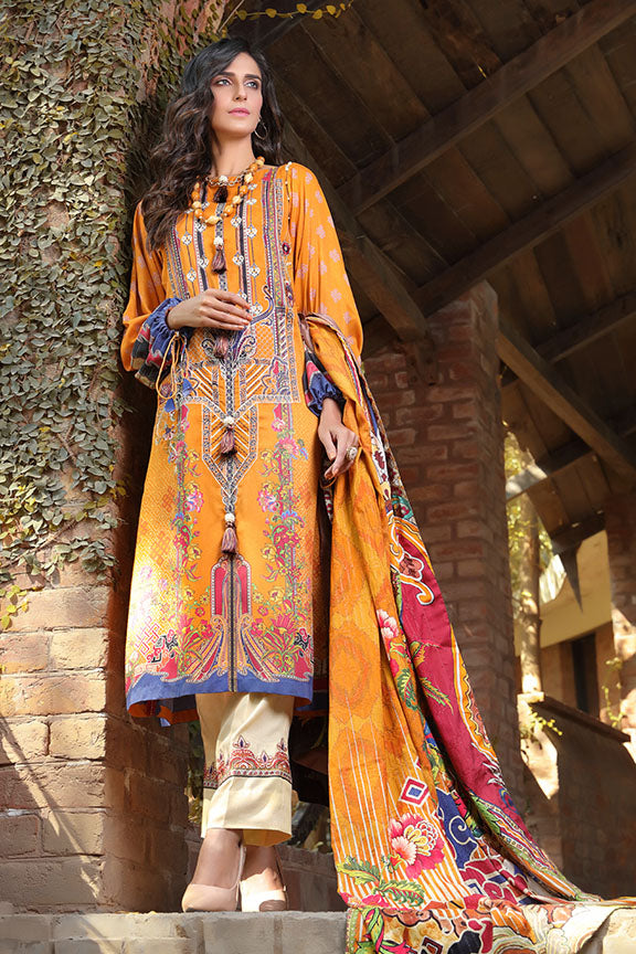 2402-GOLD-CLAM DIGITAL PRINTED LINEN STITCHED