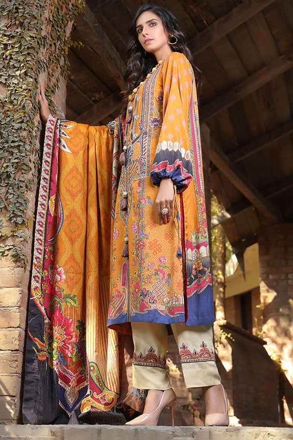2402-GOLD-CLAM DIGITAL PRINTED LINEN STITCHED