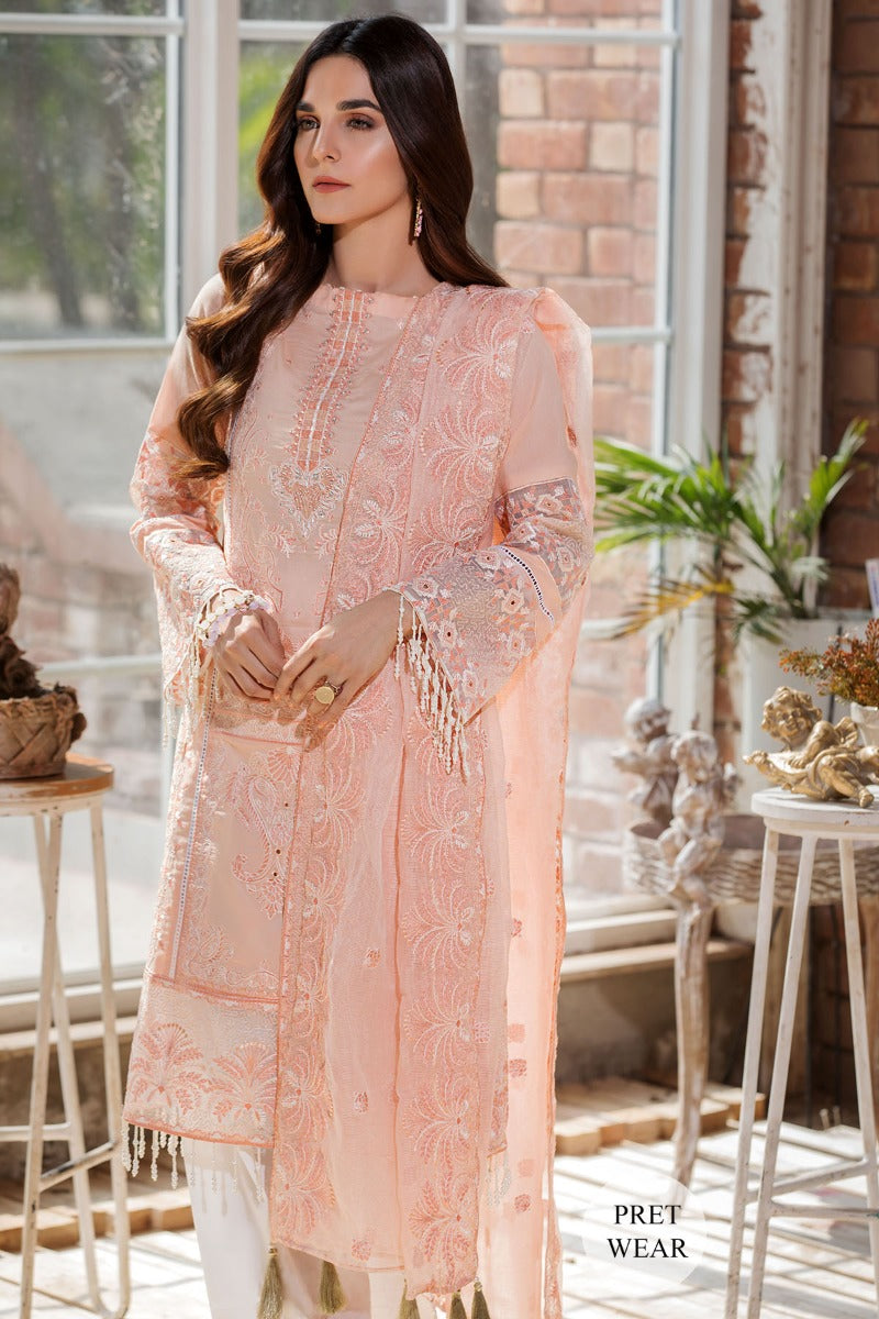 2444-SOFT-AMBER EMBROIDERED LAWN STITCHED