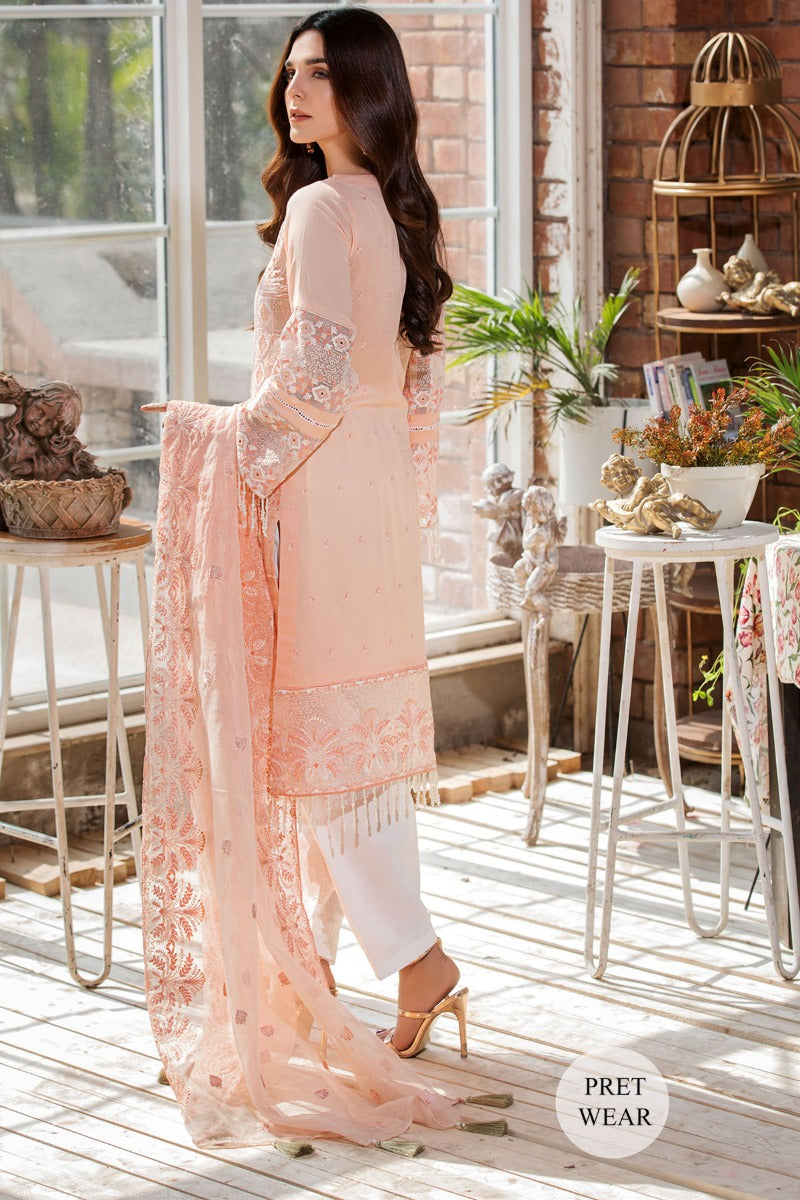 2444-SOFT-AMBER EMBROIDERED LAWN STITCHED
