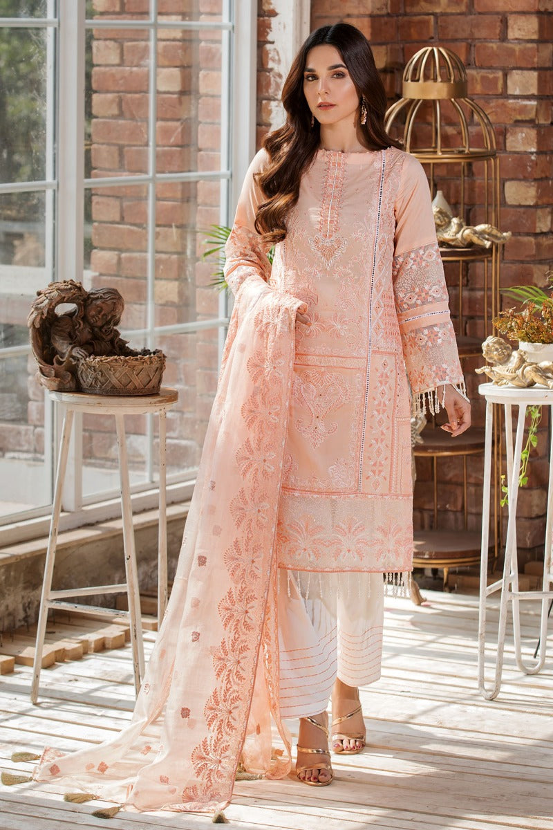 2444-SOFT-AMBER EMBROIDERED LAWN UNSTITCHED