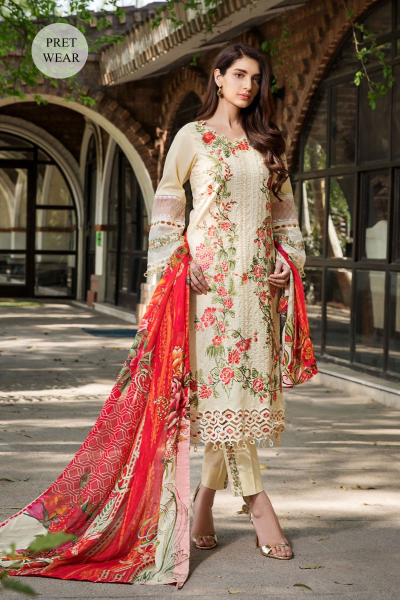 2449-YELLOW-MIST EMBROIDERED LAWN STITCHED