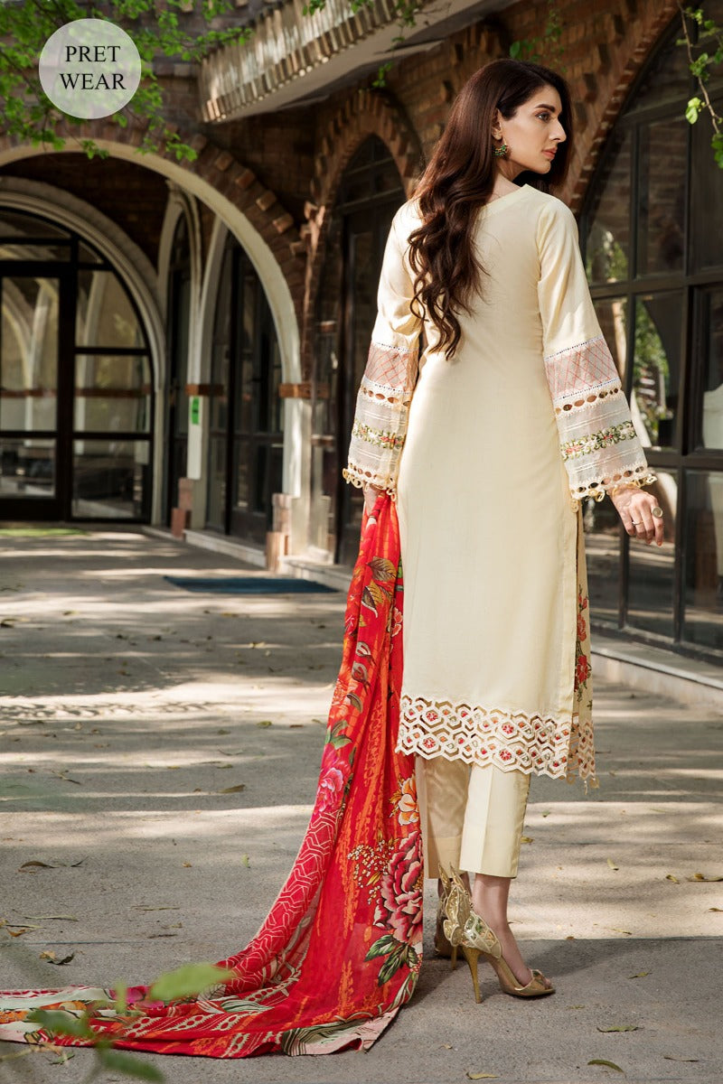 2449-YELLOW-MIST EMBROIDERED LAWN STITCHED