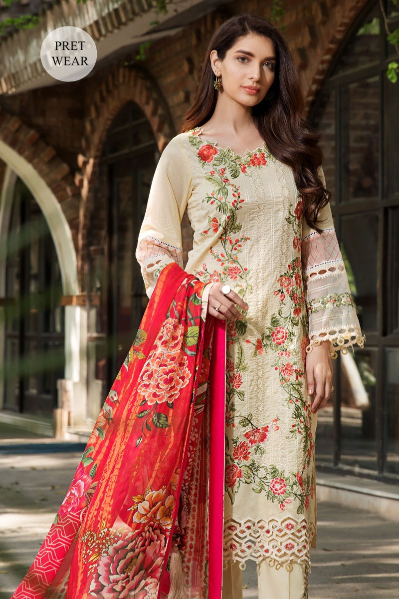 2449-YELLOW-MIST EMBROIDERED LAWN STITCHED