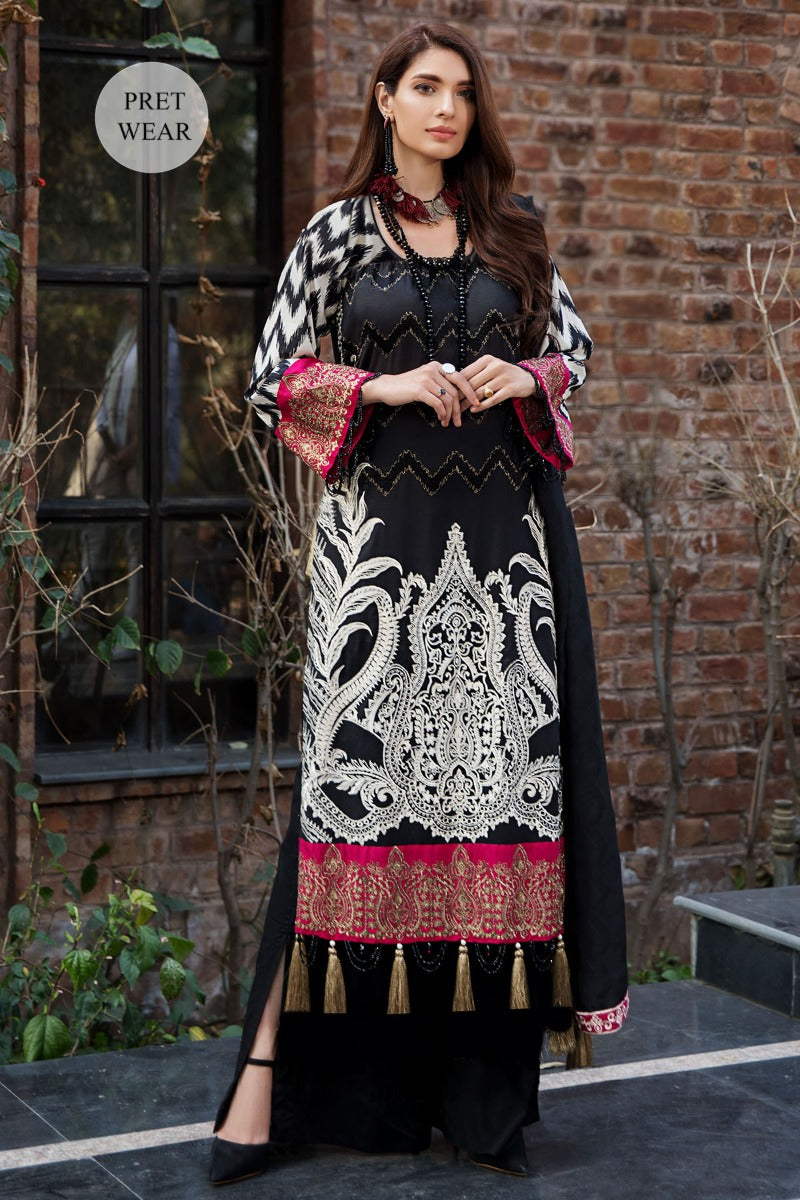 2450-BLACK-ELEGANCE EMBROIDERED LAWN STITCHED
