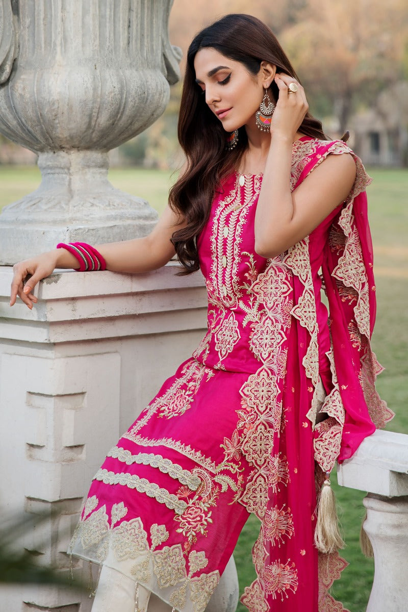 2451-HOT-PINK EMBROIDERED LAWN UNSTITCHED