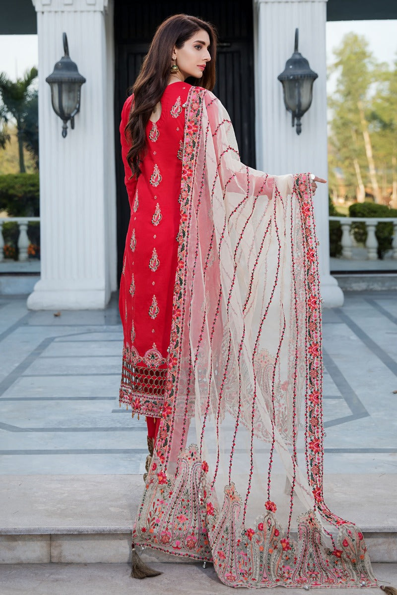2453-REDICAL-RED EMBROIDERED LAWN UNSTITCHED