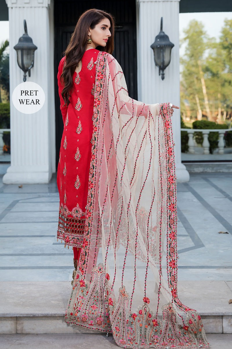 2453-REDICAL-RED EMBROIDERED LAWN STITCHED