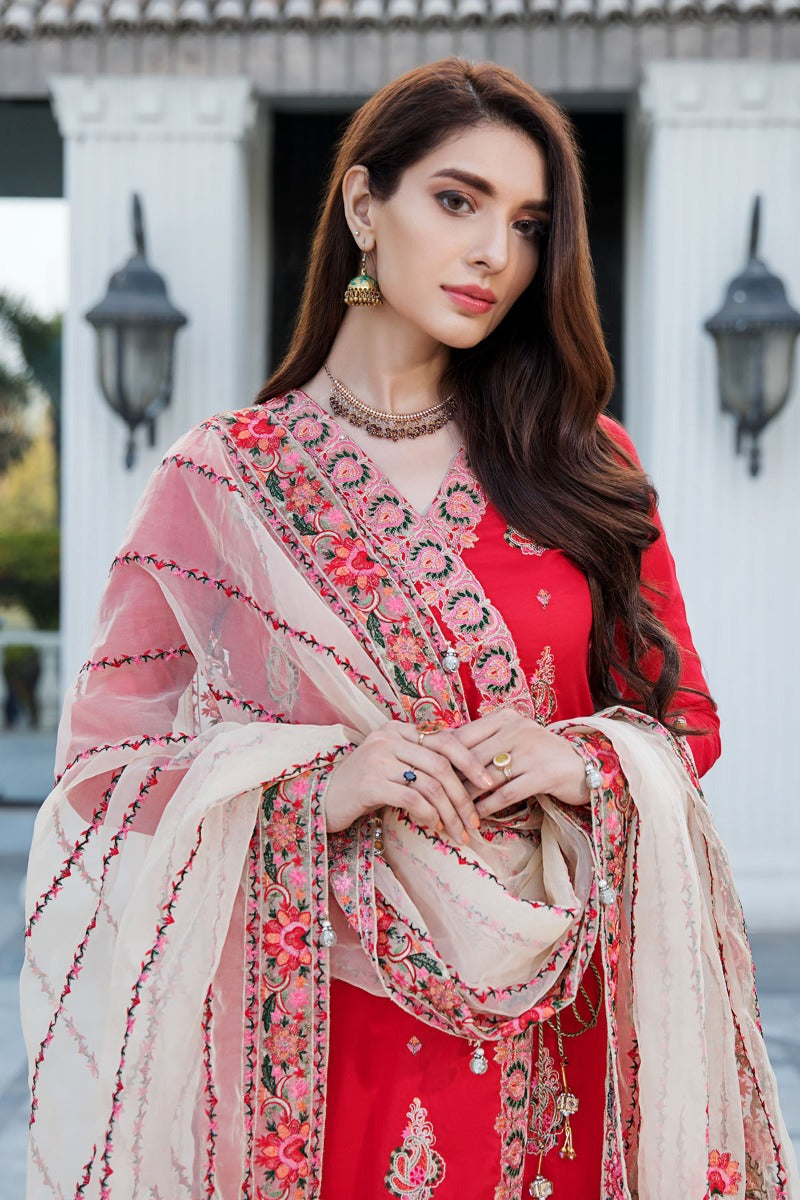 2453-REDICAL-RED EMBROIDERED LAWN UNSTITCHED
