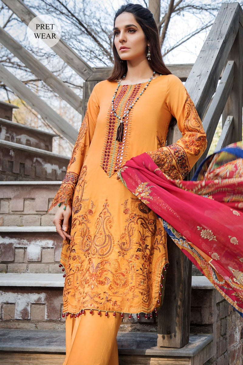 2458-TULIP-TREE EMBROIDERED LAWN STITCHED