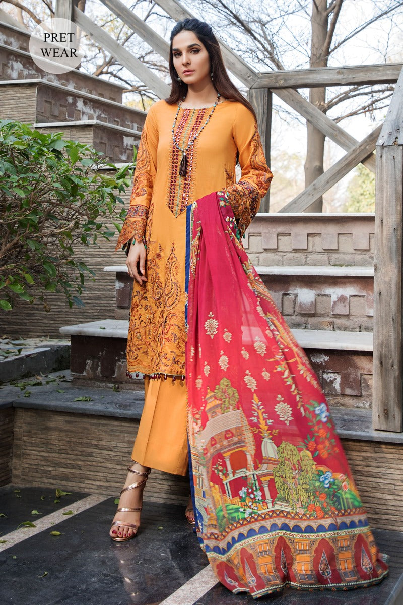 2458-TULIP-TREE EMBROIDERED LAWN STITCHED