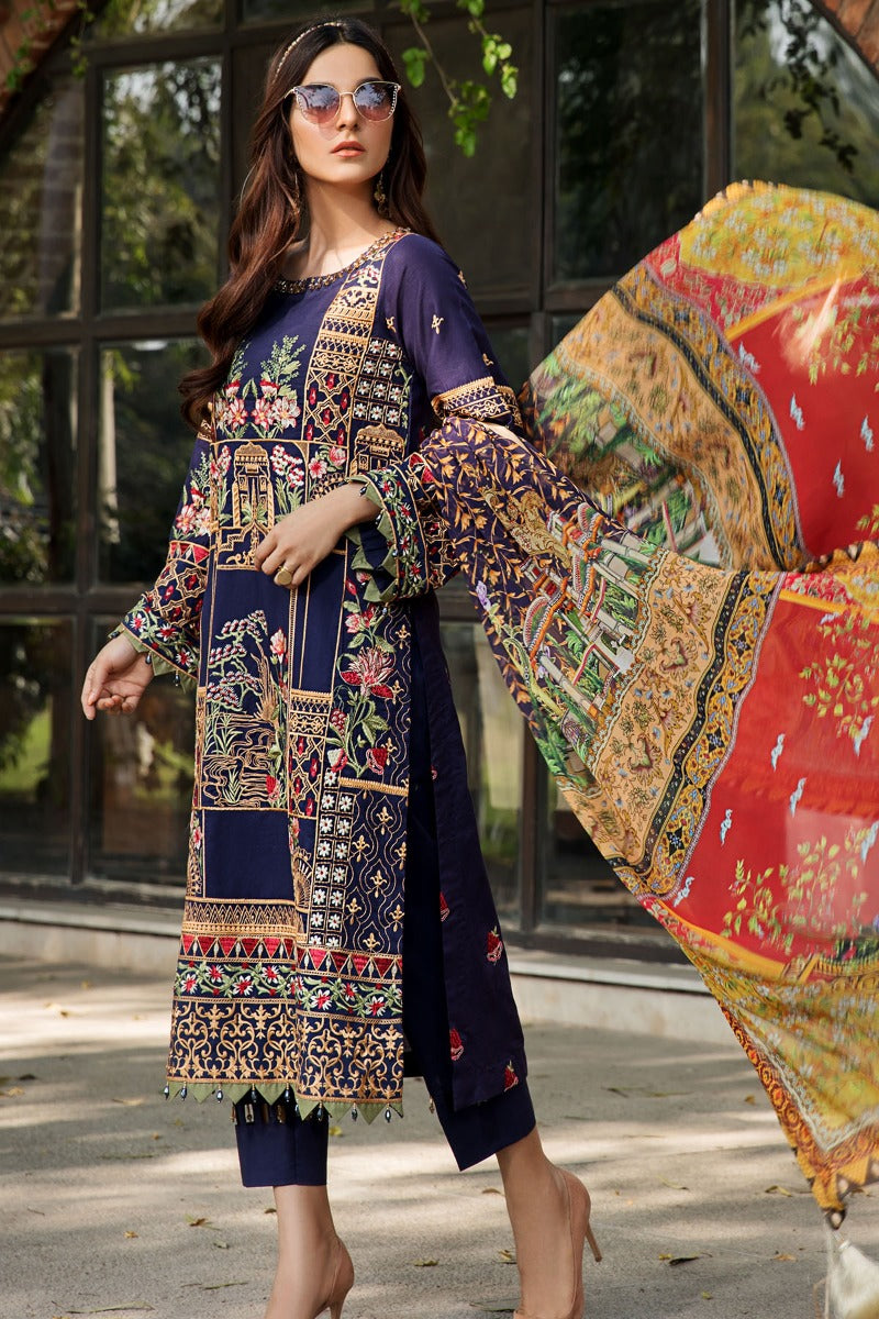 2460-COLD-PURPLE EMBROIDERED LAWN UNSTITCHED