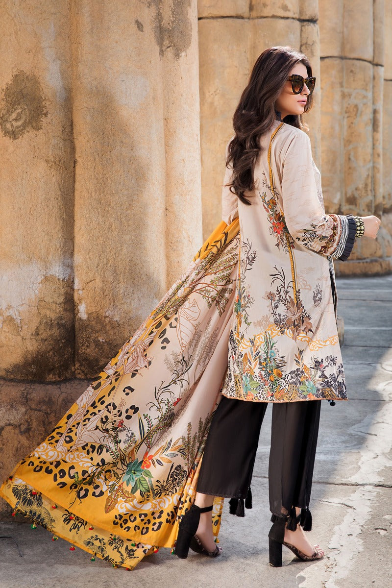 2514-ALMOND-CREAM DIGITAL PRINTED LAWN UNSTITCHED