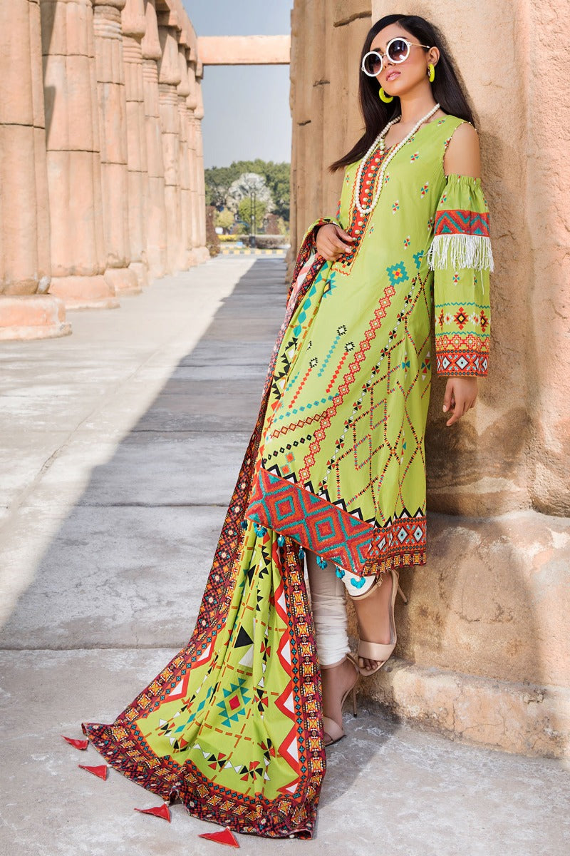 2516-OLIVE- GREEN DIGITAL PRINTED LAWN UNSTITCHED