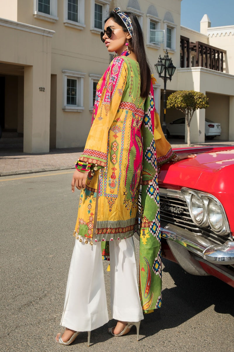 2523-CANARY YELLOW DIGITAL PRINTED LAWN UNSTITCHED