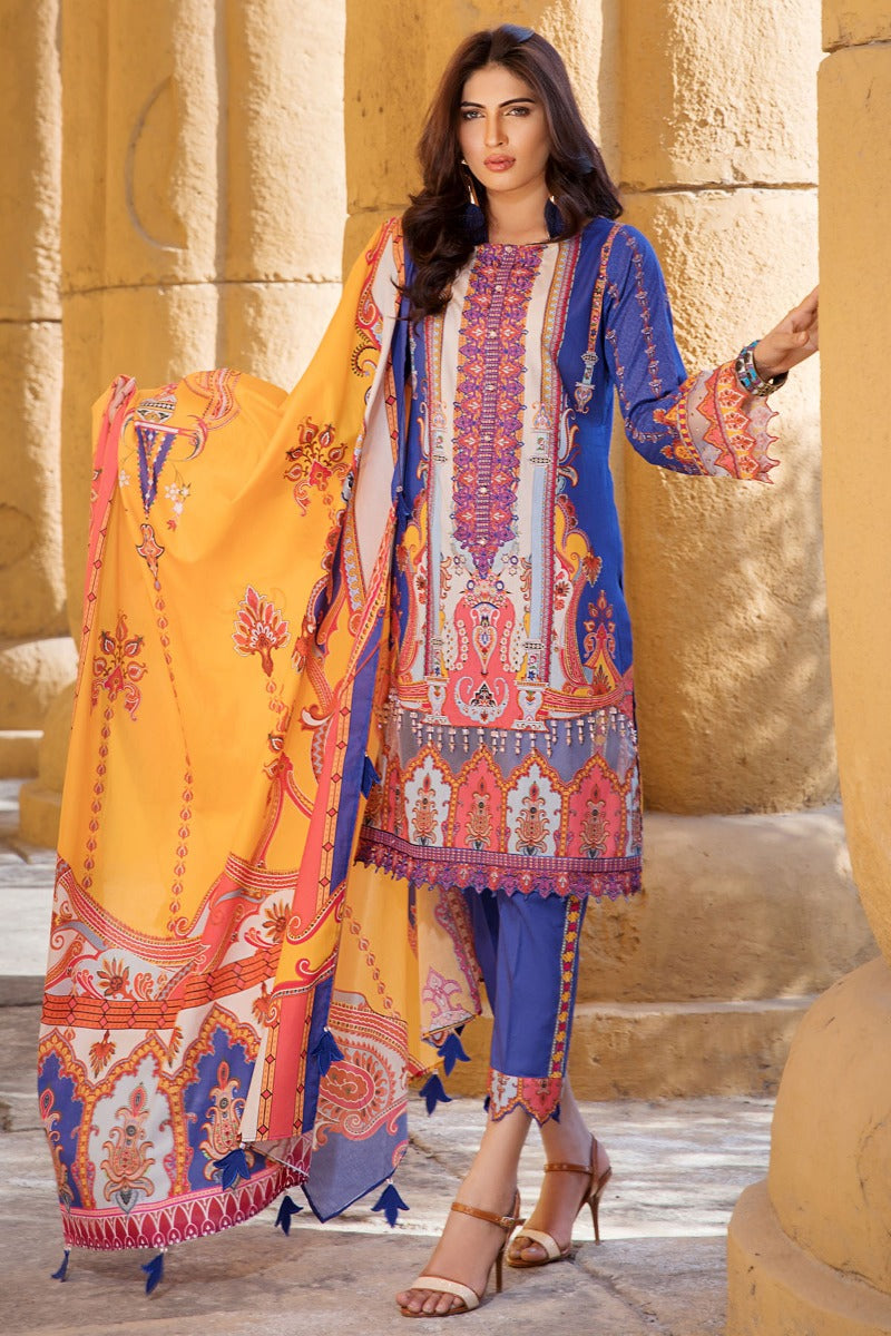 2526-RICH-BLUE DIGITAL PRINTED LAWN UNSTITCHED