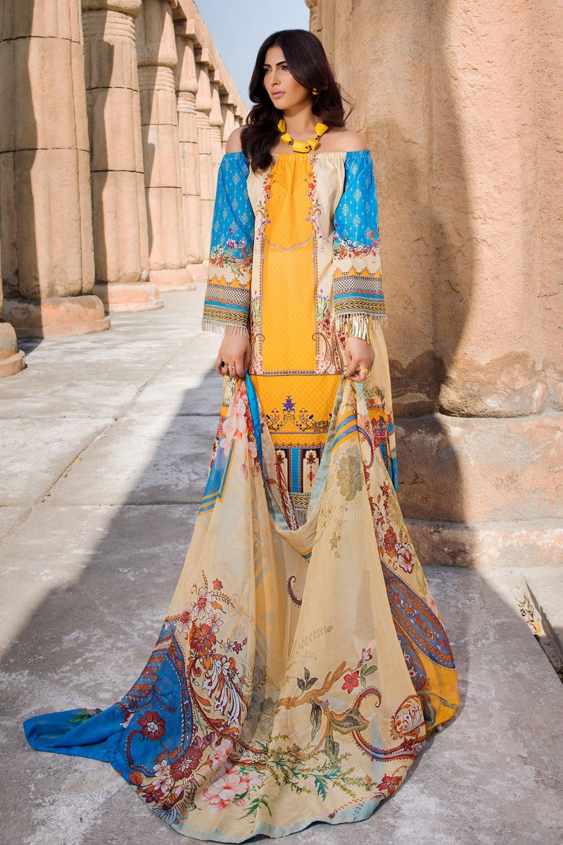 2532-CORN-YELLOW DIGITAL PRINTED LAWN UNSTITCHED
