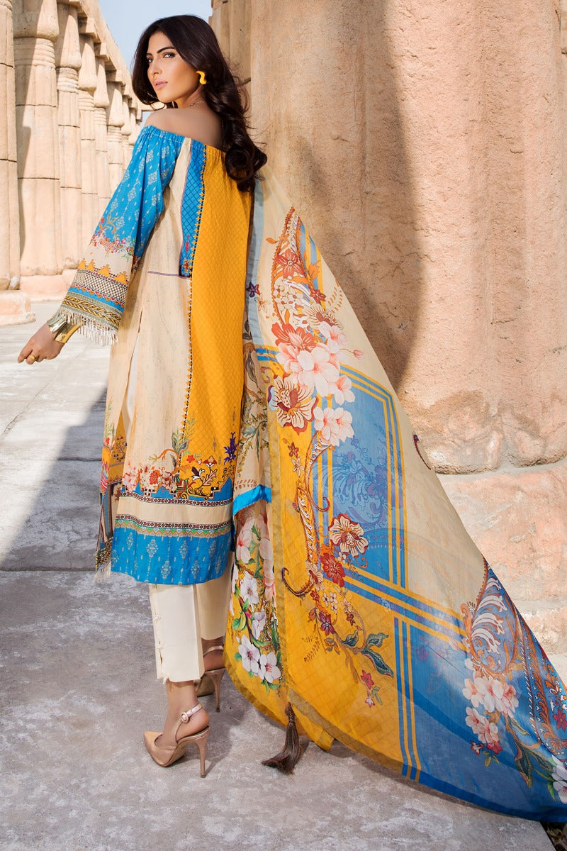 2532-CORN-YELLOW DIGITAL PRINTED LAWN UNSTITCHED