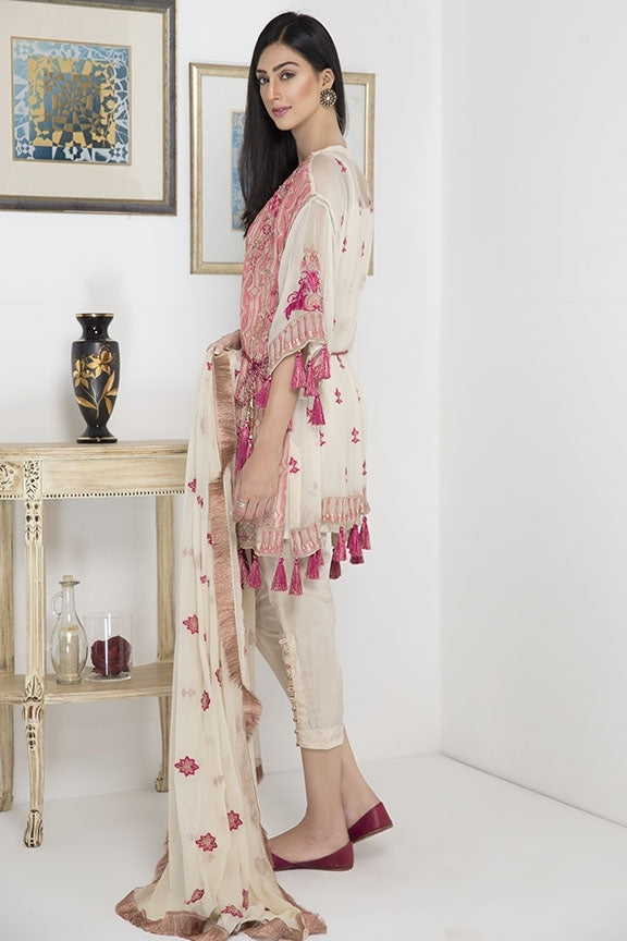 1731-OFF-WHITE EMBROIDERED CRINKLE CHIFFON STITCHED