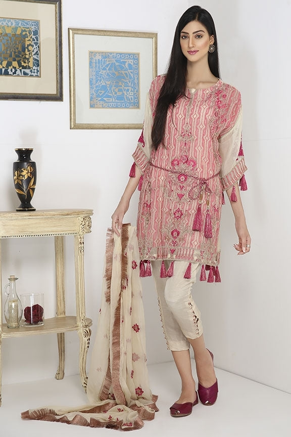 1731-OFF-WHITE EMBROIDERED CRINKLE CHIFFON STITCHED