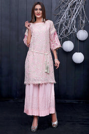 1743-BABY-PINK EMBROIDERED COTTON NET UNSTITCHED