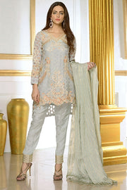 1862-BLUE-GREY EMBROIDERED JAMAVAR STITCHED