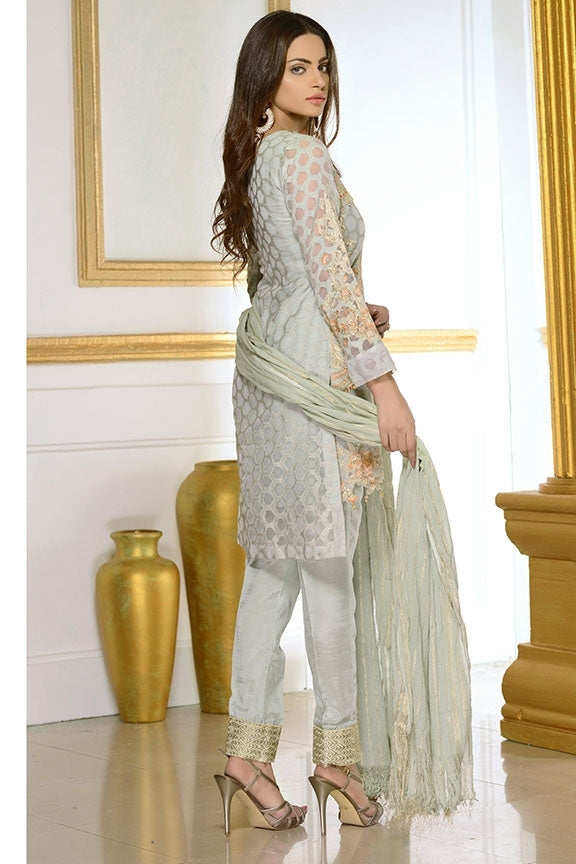 1862-BLUE-GREY EMBROIDERED JAMAVAR STITCHED