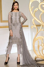 1896-LIGHT-GREY EMBROIDERED BEMBERG CHIFFON UNSTITCHED