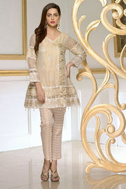 1897-GOLD EMBROIDERED ORGANZA STITCHED