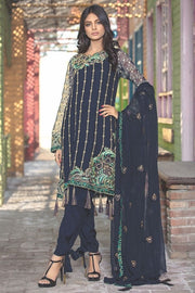 2015-NAVY-BLUE EMBROIDERED BEMBERG CHIFFON STITCHED