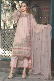 2015-PEACH EMBROIDERED BEMBERG CHIFFON STITCHED