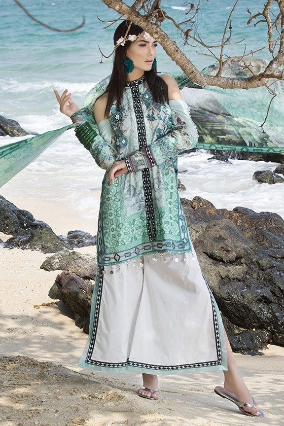 2058-AQUA-MARINE EMBROIDERED LAWN UNSTITCHED