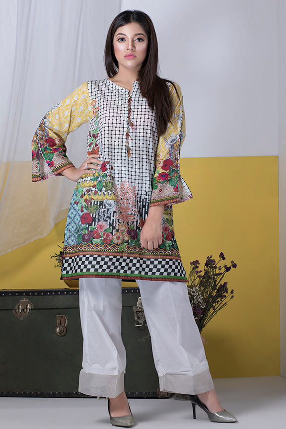 2091-PRINT-A EMBROIDERED LAWN STITCHED