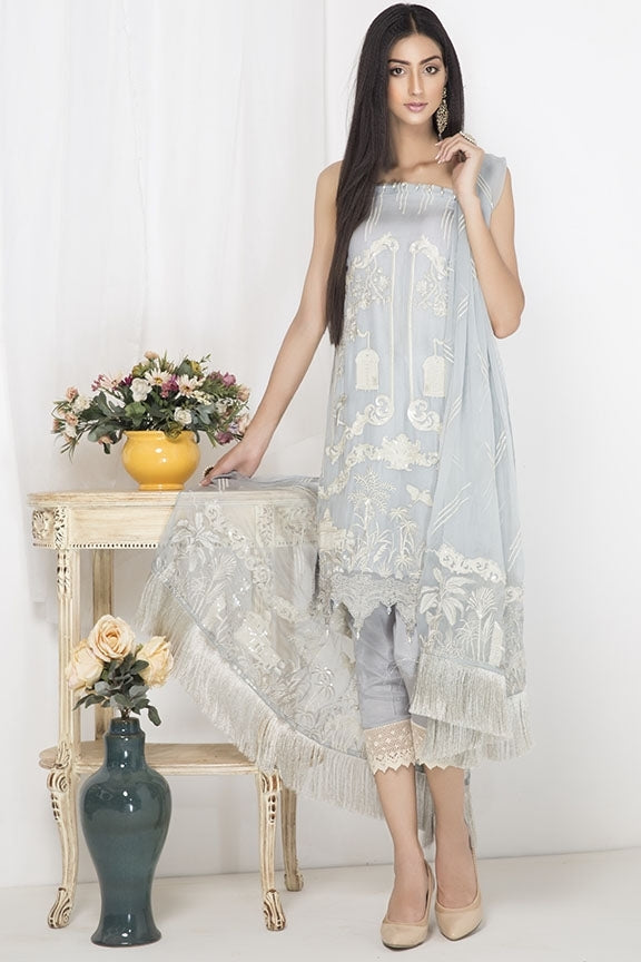 2101-LIGHT-GREY EMBROIDERED CRINKLE CHIFFON STITCHED