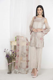 2102-SILVER GREY EMBROIDERED CRINKLE CHIFFON STITCHED