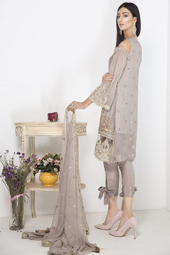2103-IRON-GREY EMBROIDERED CRINKLE CHIFFON STITCHED